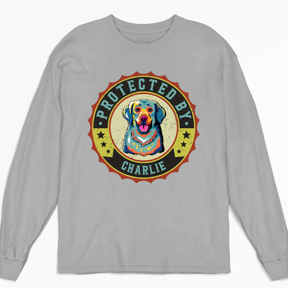 Protected By Dogs Ver 2 - Personalized Custom Long Sleeve T-Shirt