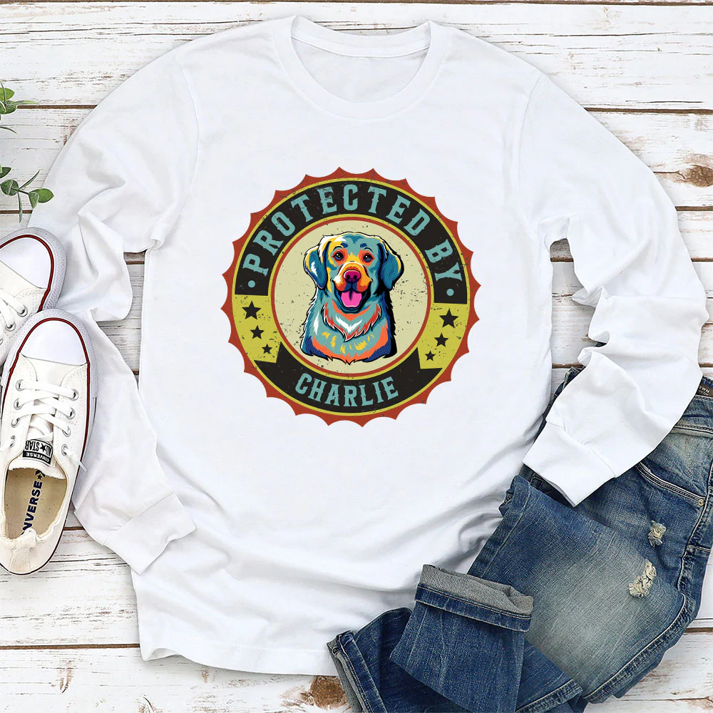 Protected By Dogs Ver 2 - Personalized Custom Long Sleeve T-Shirt - Image 2