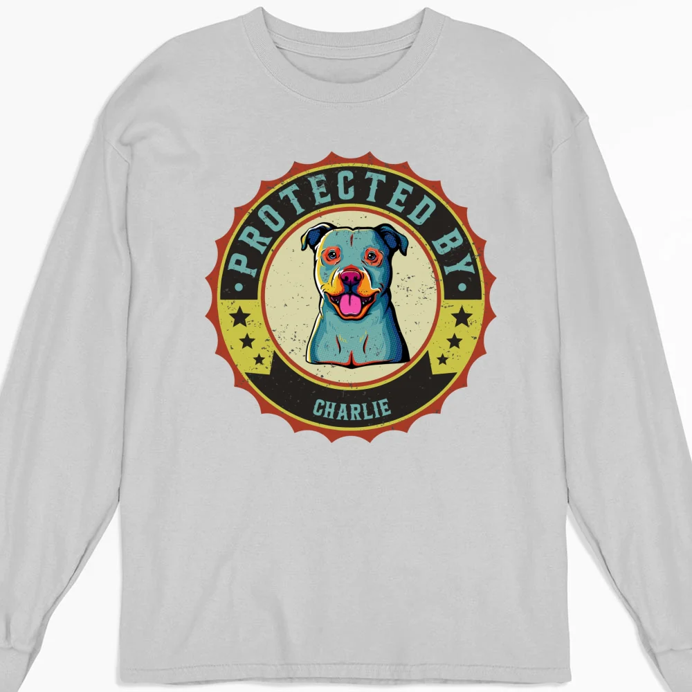 Protected By Dogs Ver 2 - Personalized Custom Long Sleeve T-Shirt - Image 3