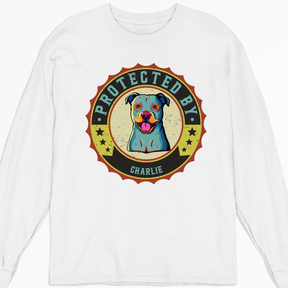 Protected By Dogs Ver 2 - Personalized Custom Long Sleeve T-Shirt - Image 4