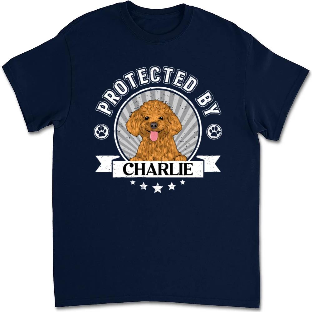 Protected By Human Dog - Personalized Custom Unisex T-Shirt - Image 7