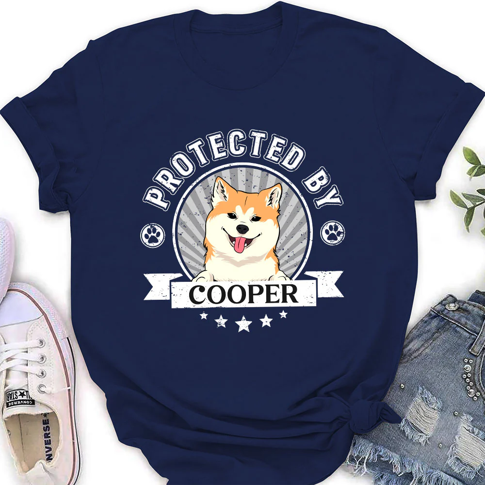 Protected By Human Dog - Personalized Custom Women's T-Shirt - Image 2