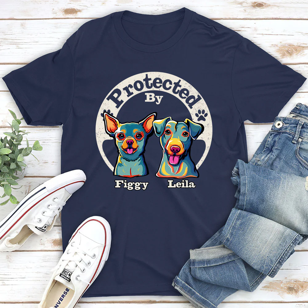 Protected By Human Dog Ver 2 - Personalized Custom Unisex T-Shirt - Image 2