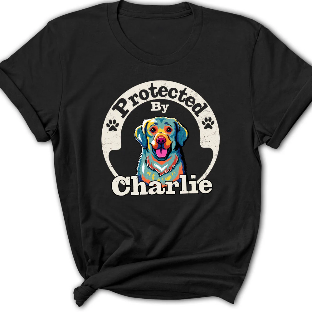Protected By Human Dog Ver 2 - Personalized Custom Women's T-Shirt