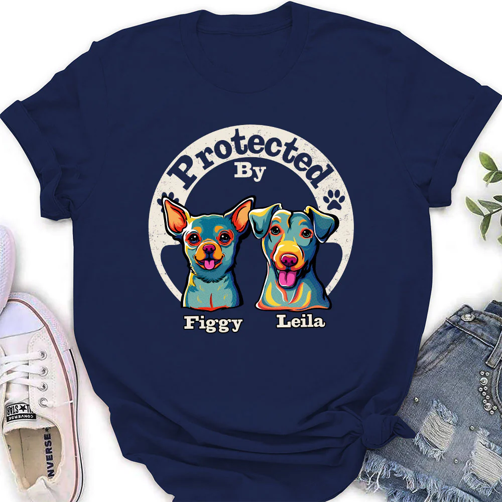 Protected By Human Dog Ver 2 - Personalized Custom Women's T-Shirt - Image 2