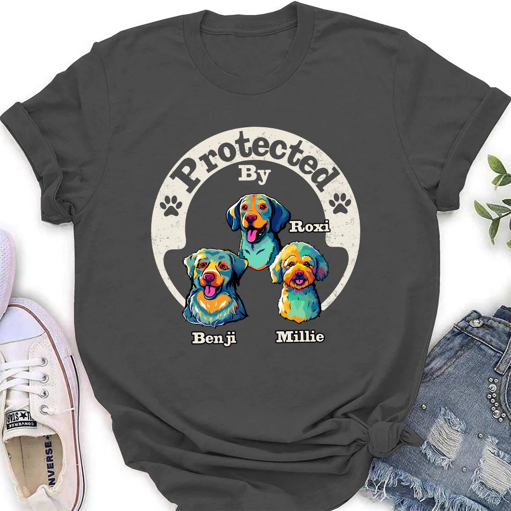 Protected By Human Dog Ver 2 - Personalized Custom Women's T-Shirt - Image 3