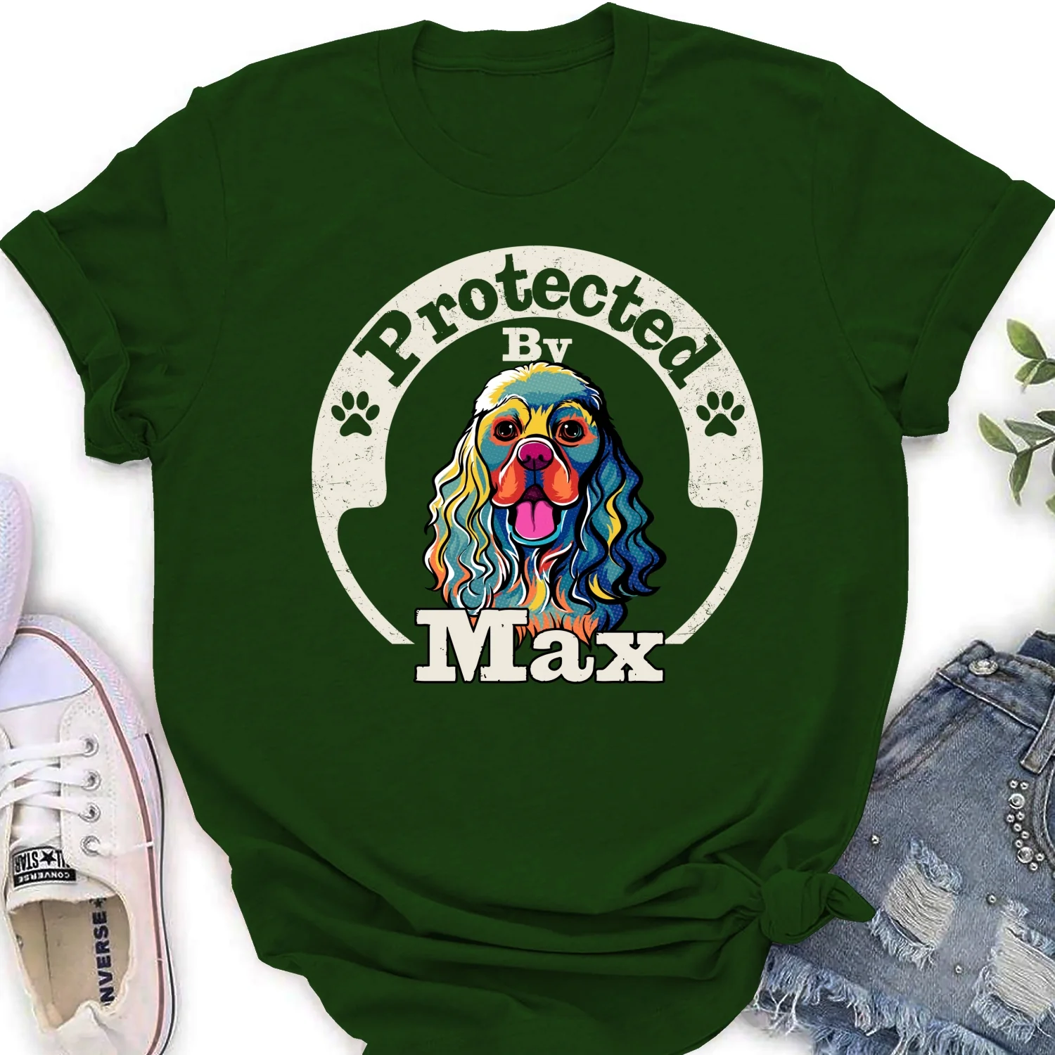 Protected By Human Dog Ver 2 - Personalized Custom Women's T-Shirt - Image 6