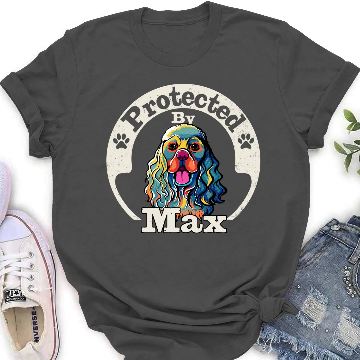 Protected By Human Dog Ver 2 - Personalized Custom Women's T-Shirt - Image 7