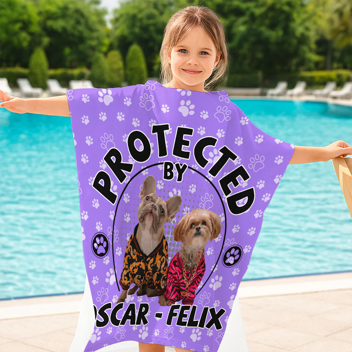Protected By My Dog - Personalized Custom Hooded Beach Towel - Image 6