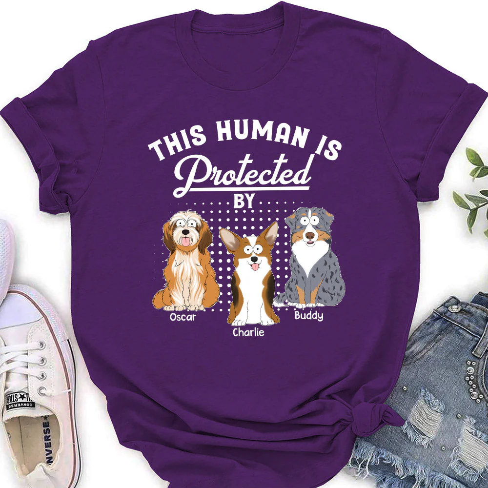 Protected By My Dogs - Personalized Custom Women's T-shirt - Image 3