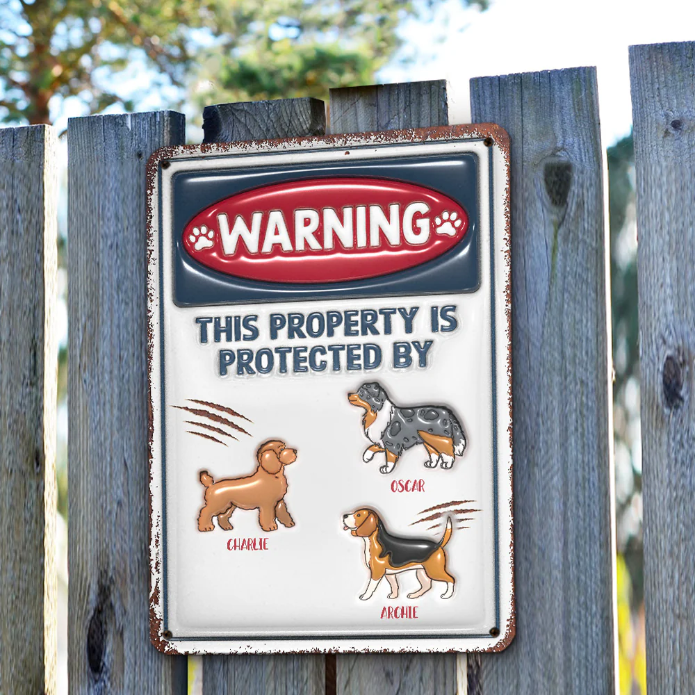 Protected By - Personalized Custom 3D Inflated Effect Metal Sign - Image 3