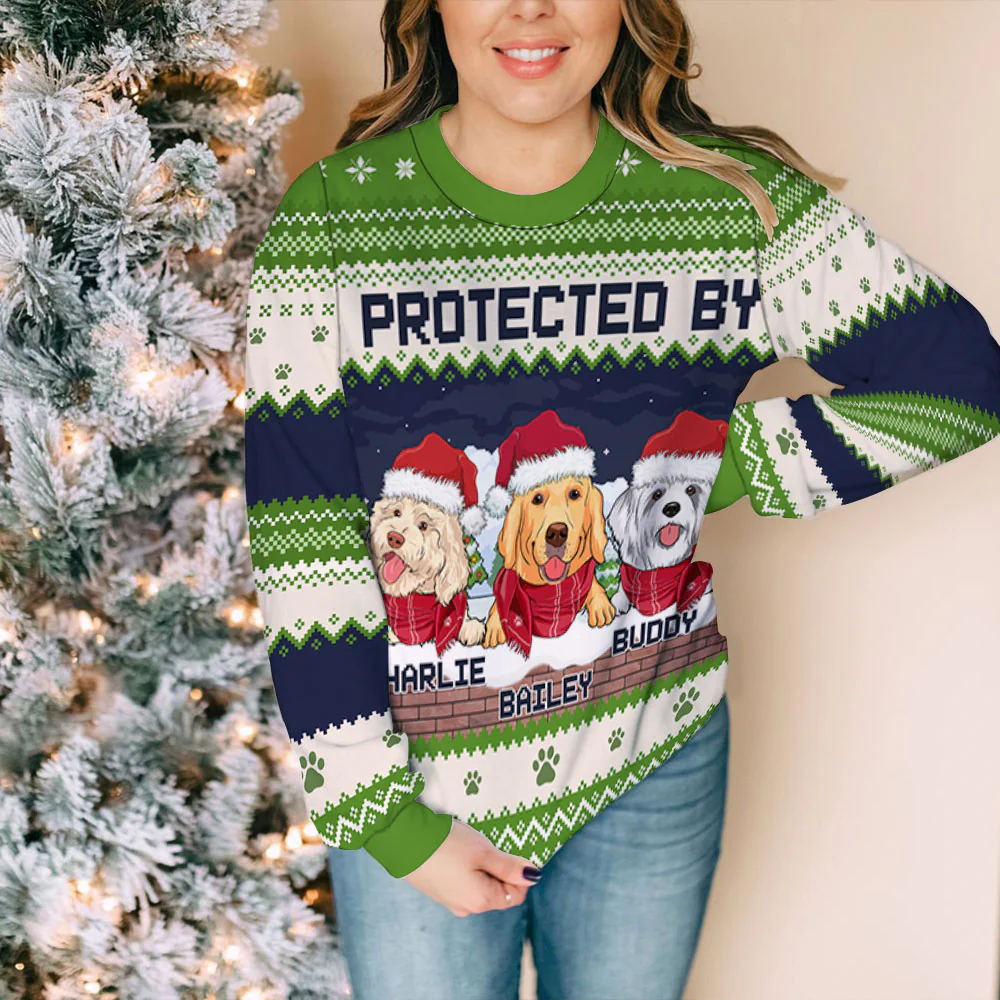 Protected By - Personalized Custom All-Over-Print Sweatshirt - Image 3