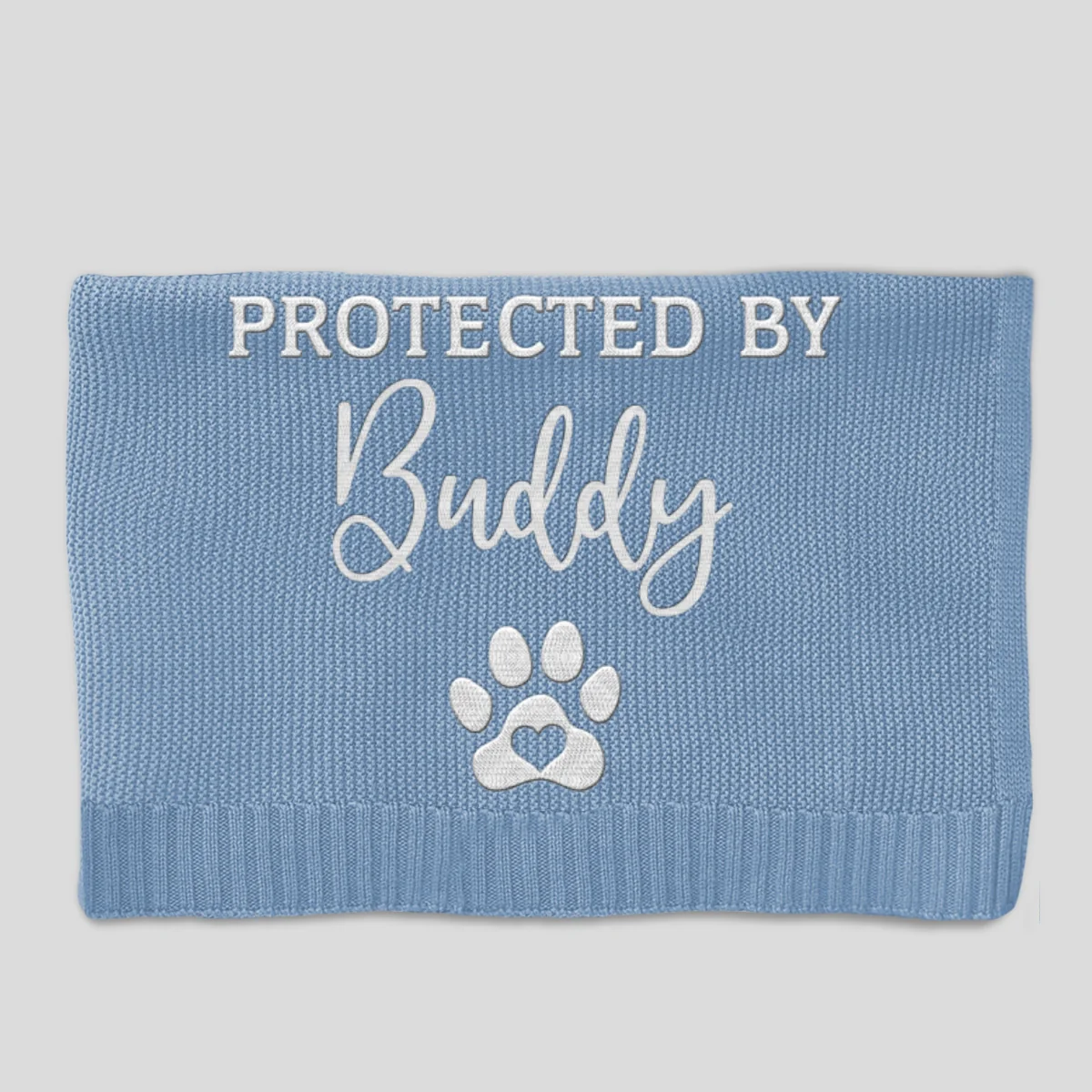 Protected By - Personalized Custom Embroidered Knitted Baby Blanket - Image 2