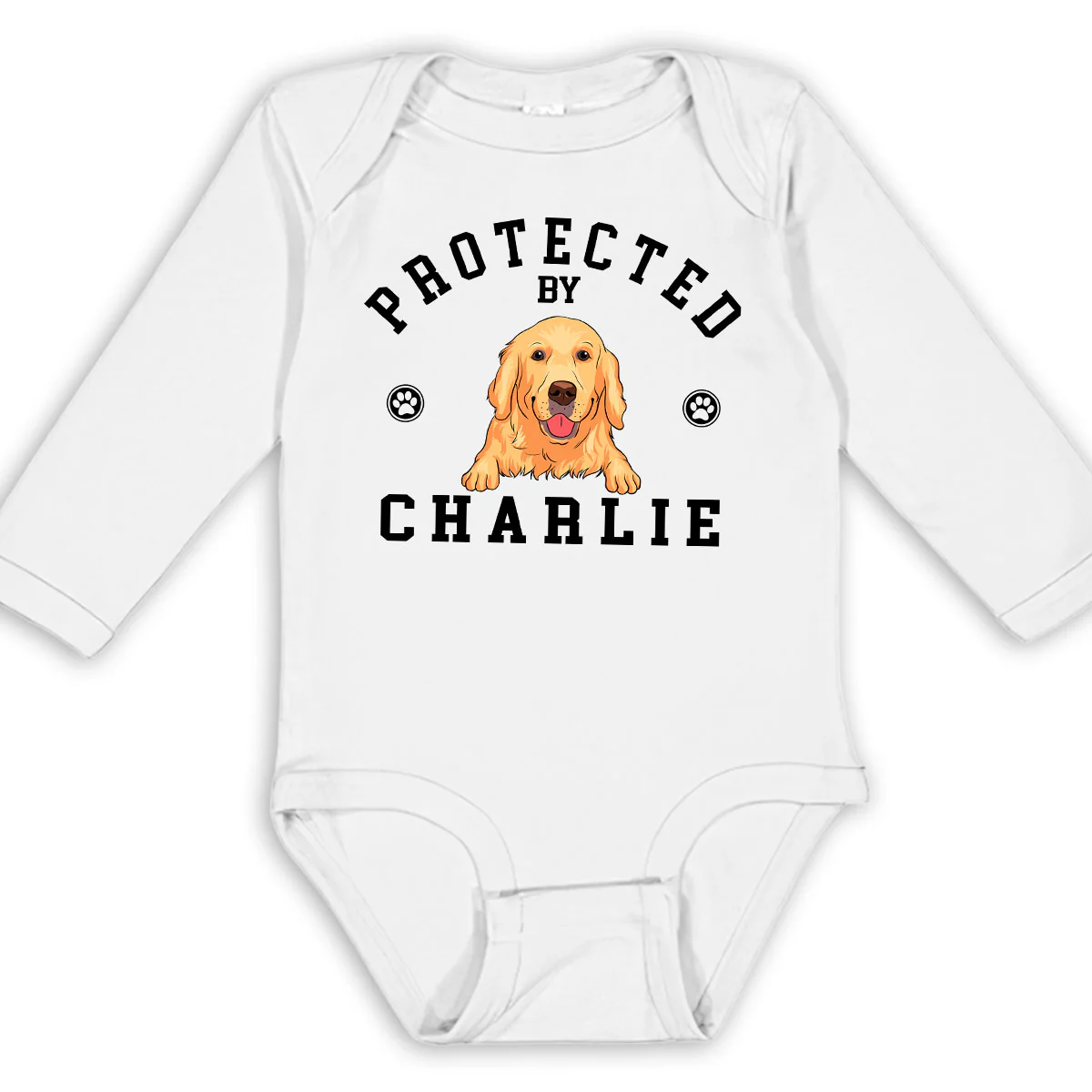 Protected By - Personalized Custom Long Sleeve Baby Onesie