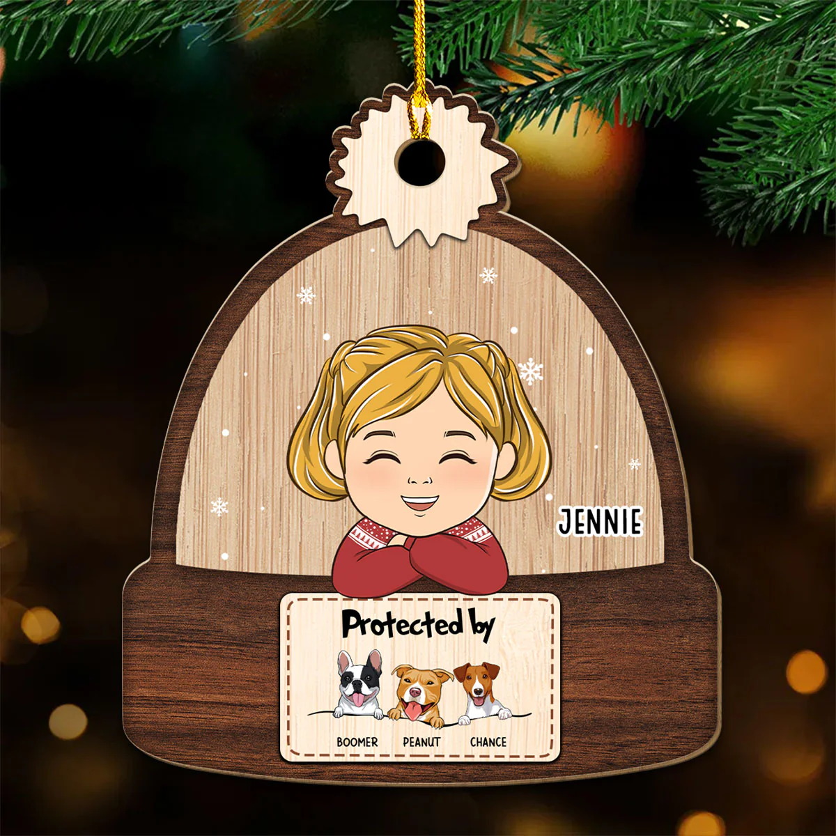 Protected By - Personalized Custom Wood Ornament - Image 4