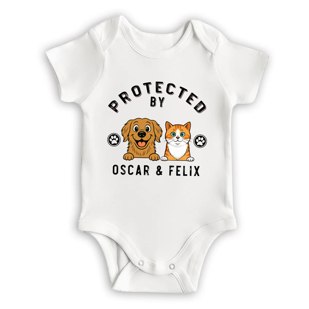 Protected By Pet Retro - Personalized Custom Baby Onesie