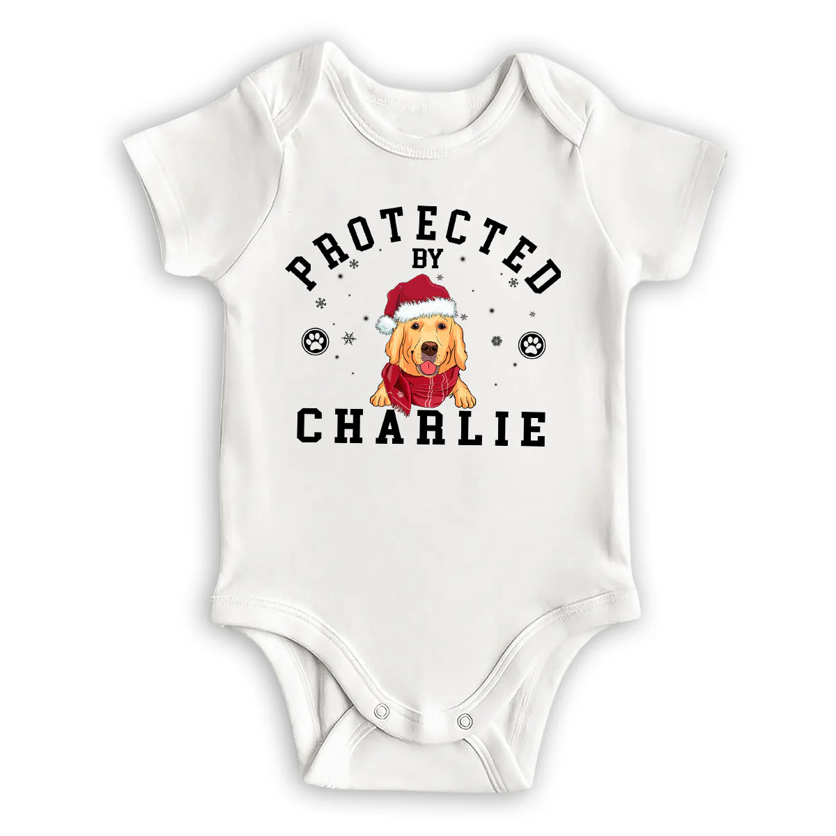 Protected By Pets Christmas - Personalized Custom Baby Onesie