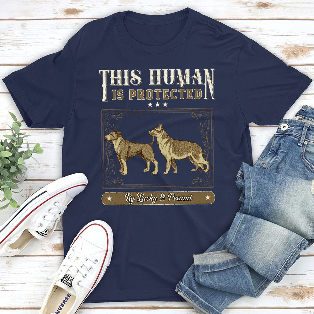 Protected By Vintage Dog - Personalized Custom Unisex T-shirt - Image 2