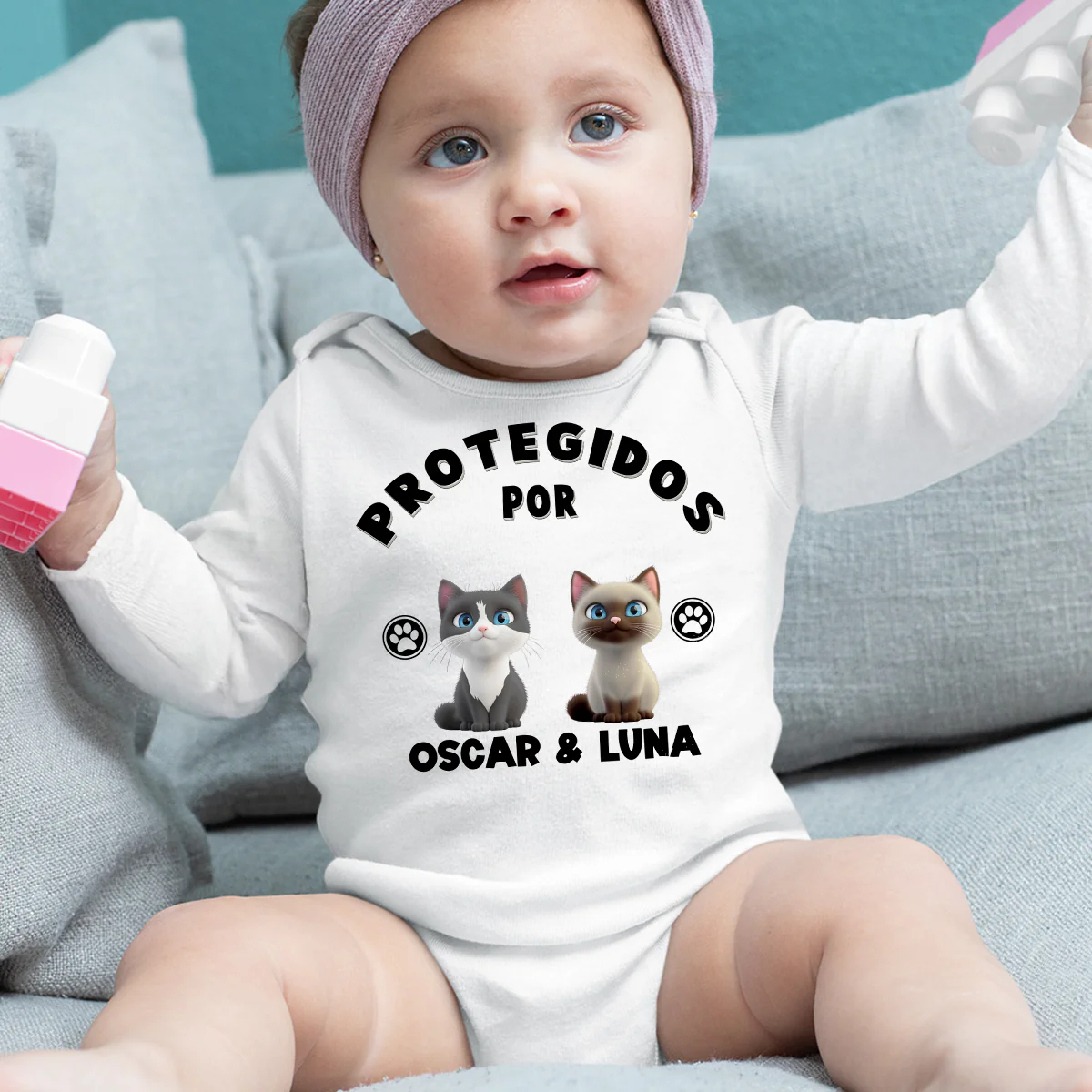 Protegido por 2 - Body de Bebé de Manga Larga Personalizado - Image 5