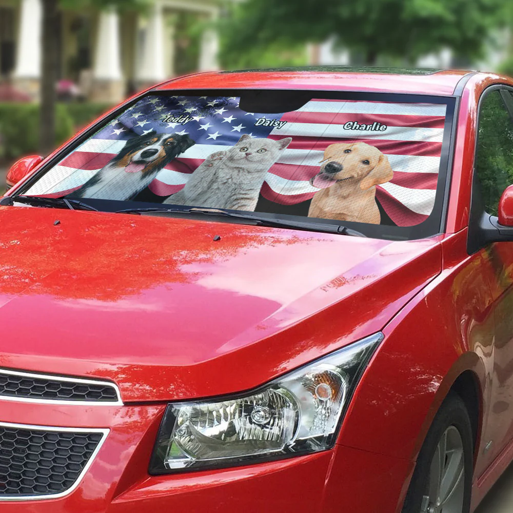 Proud American Pets Photo - Personalized Custom Car Sunshade - Image 3