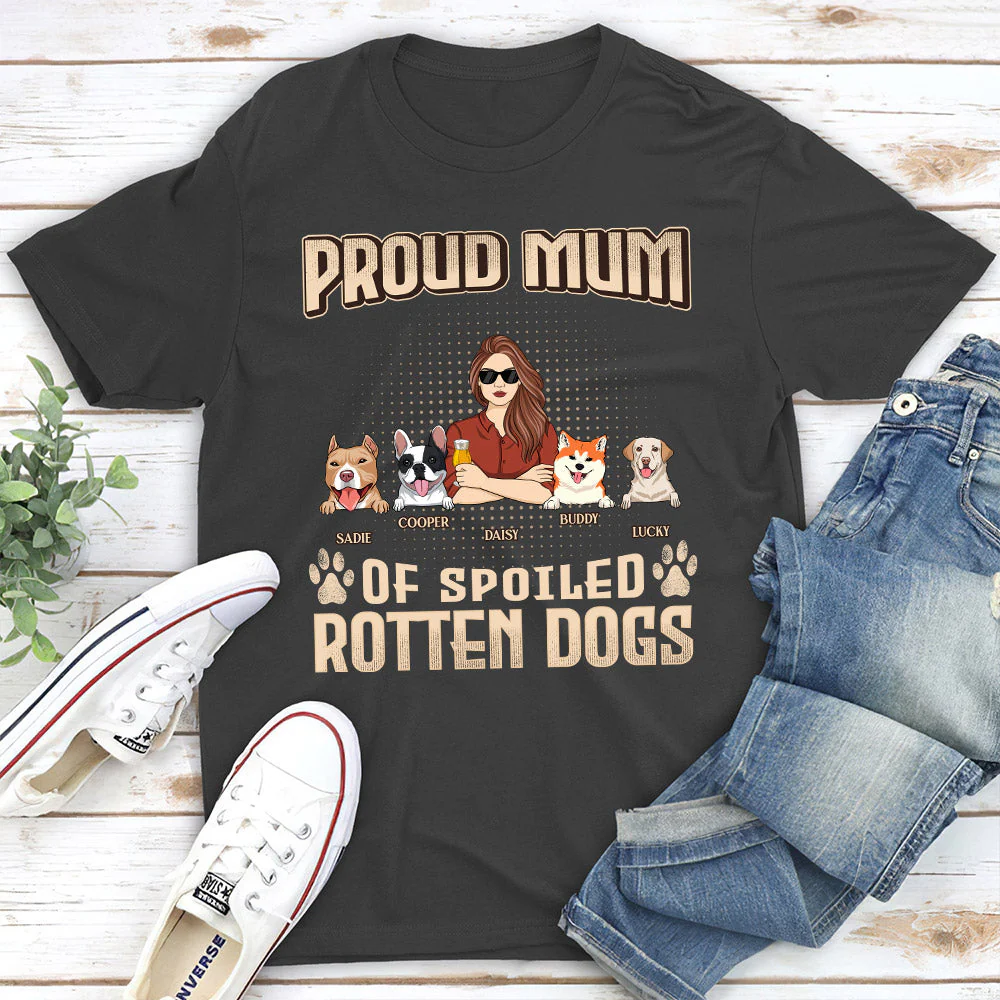 Proud Dad Mom Of Spoiled Dogs - Personalized Custom Unisex T-shirt - Image 5