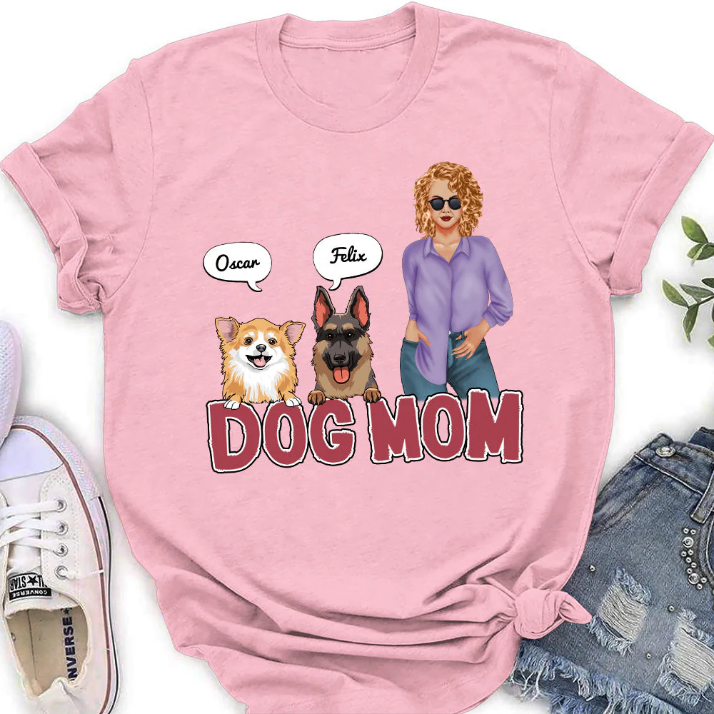 Proud Dog Mom - Personalized Custom Women's T-shirt - Image 2
