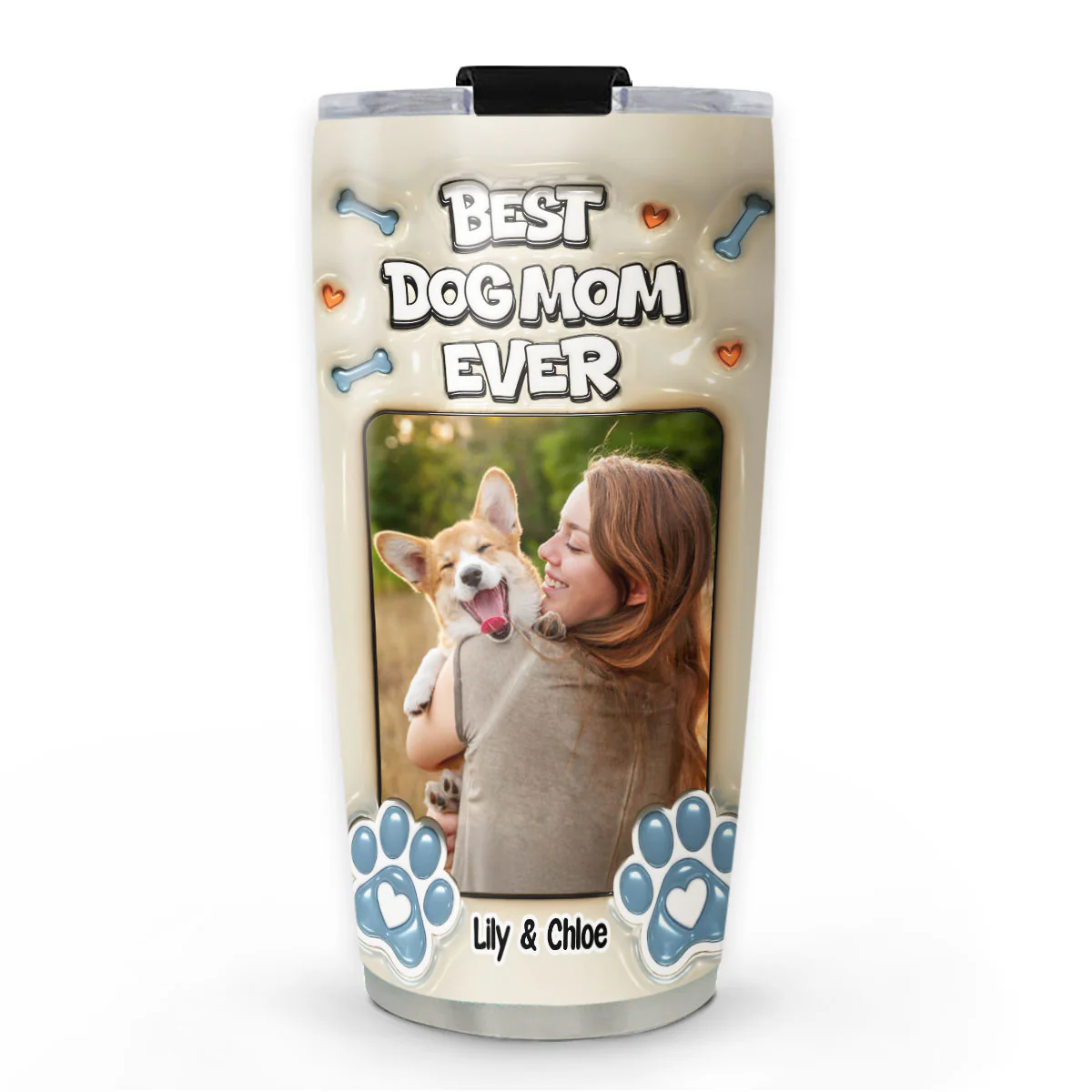 Proud Lovely Dog Mom Ver Photo - Personalized Custom 3D Inflated Effect Tumbler