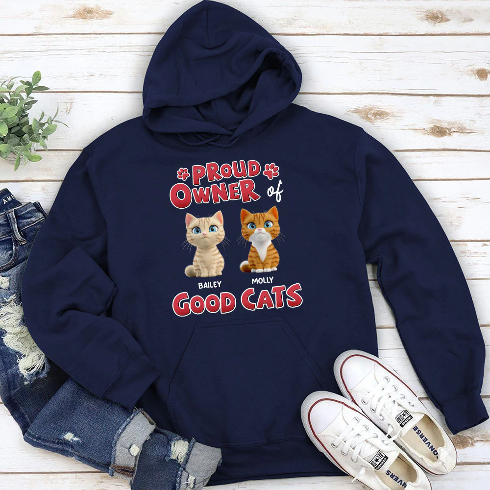 Proud Owner Of Good Cats - Personalized Custom Hoodie - Image 4