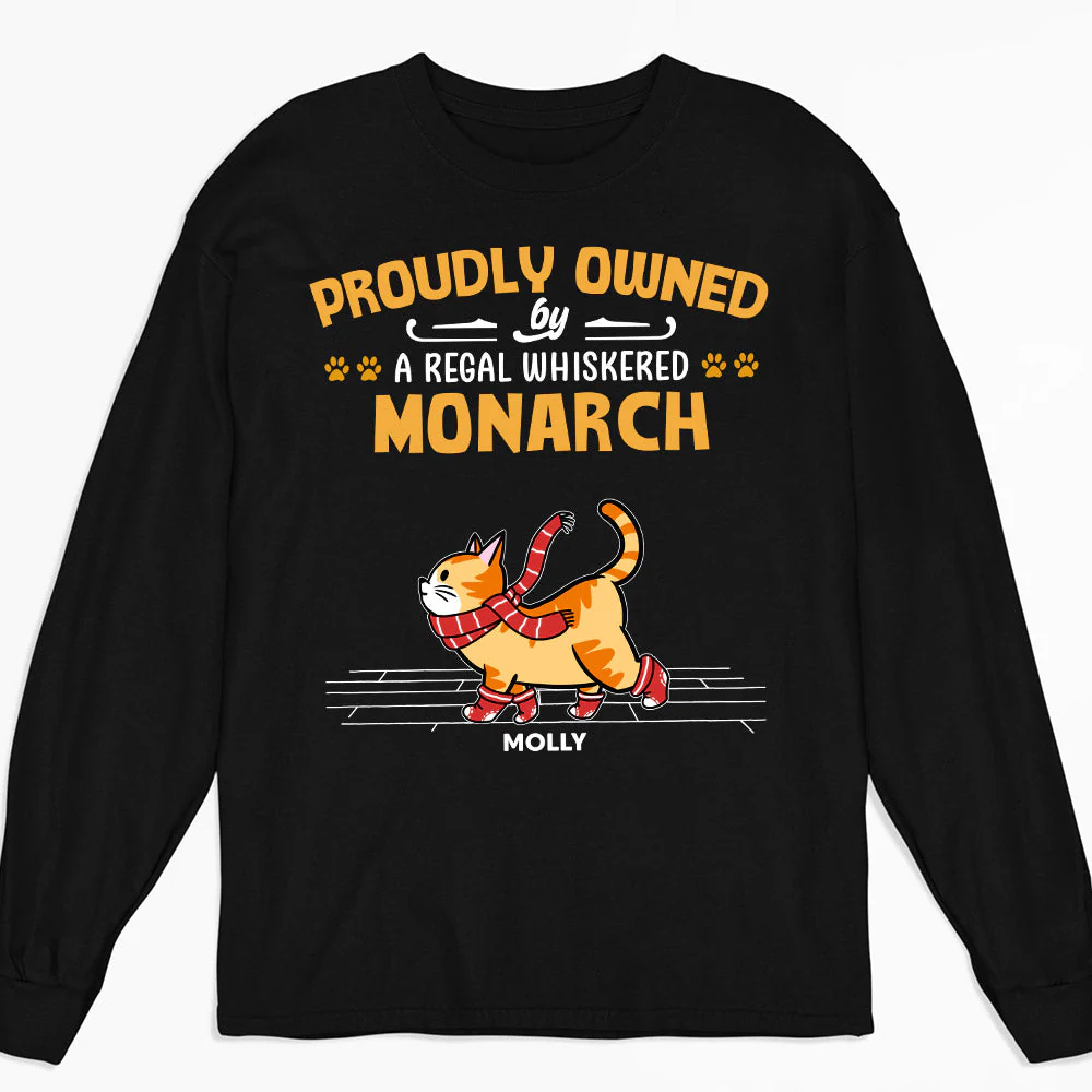 Proudly Owned By Cat - Personalized Custom Long Sleeve T-shirt