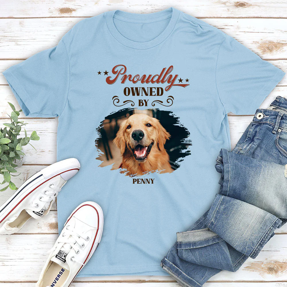 Proudly Owned By Dog - Personalized Custom Unisex T-shirt - Image 3