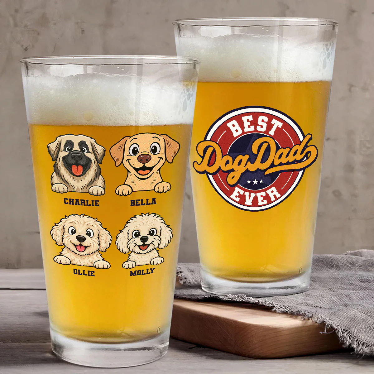Pround Of Retro Dad - Personalized Custom Beer Glass - Image 3