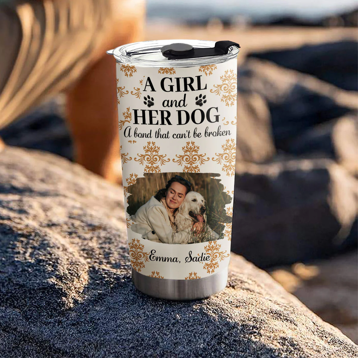 Pumskin A Girl And Her Dog Photo - Personalized Custom Tumbler - Image 4