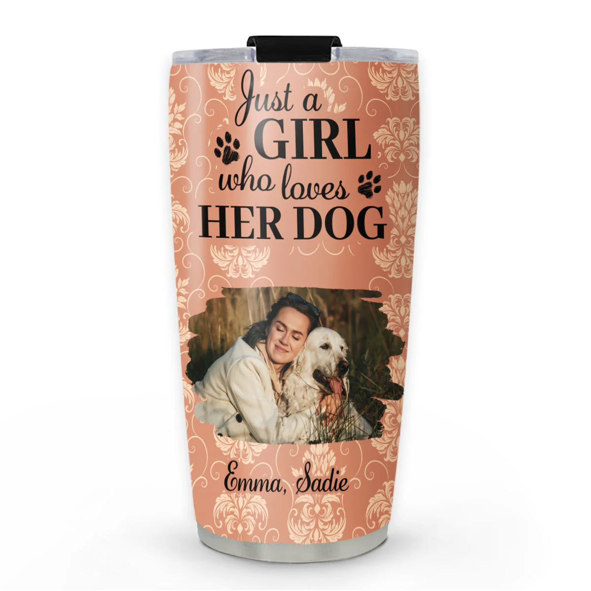 Pumskin Dog And Girl Photo - Personalized Custom Tumbler
