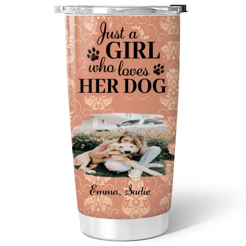 Pumskin Dog And Girl Photo - Personalized Custom Tumbler - Image 6