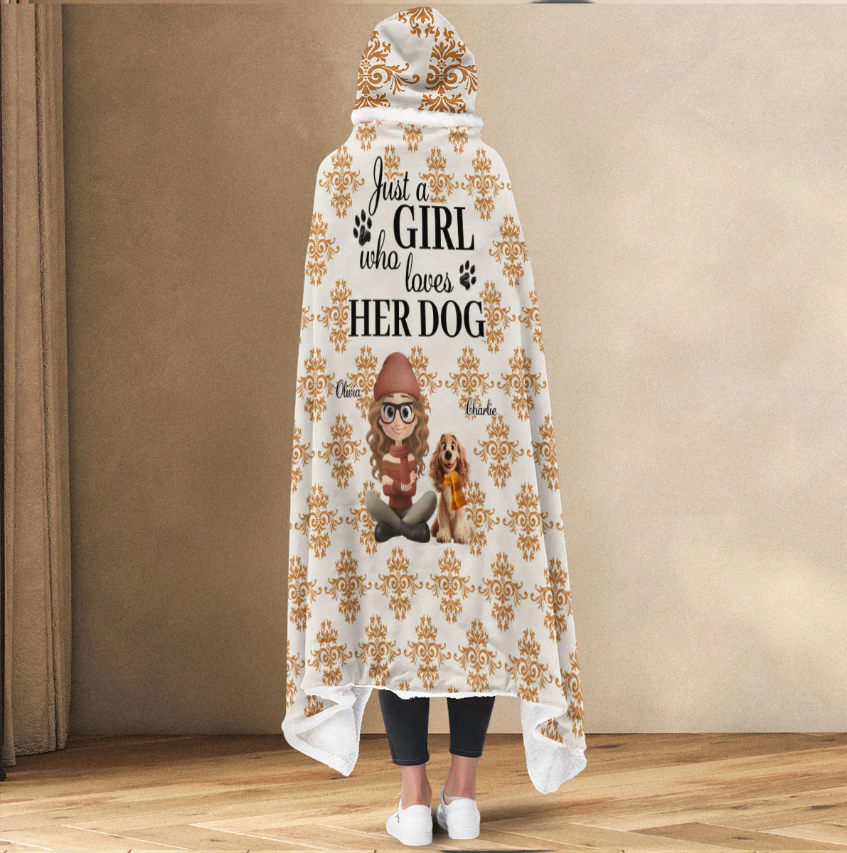Pumskin Dog Autumn - Personalized Custom Hooded Blanket - Image 2