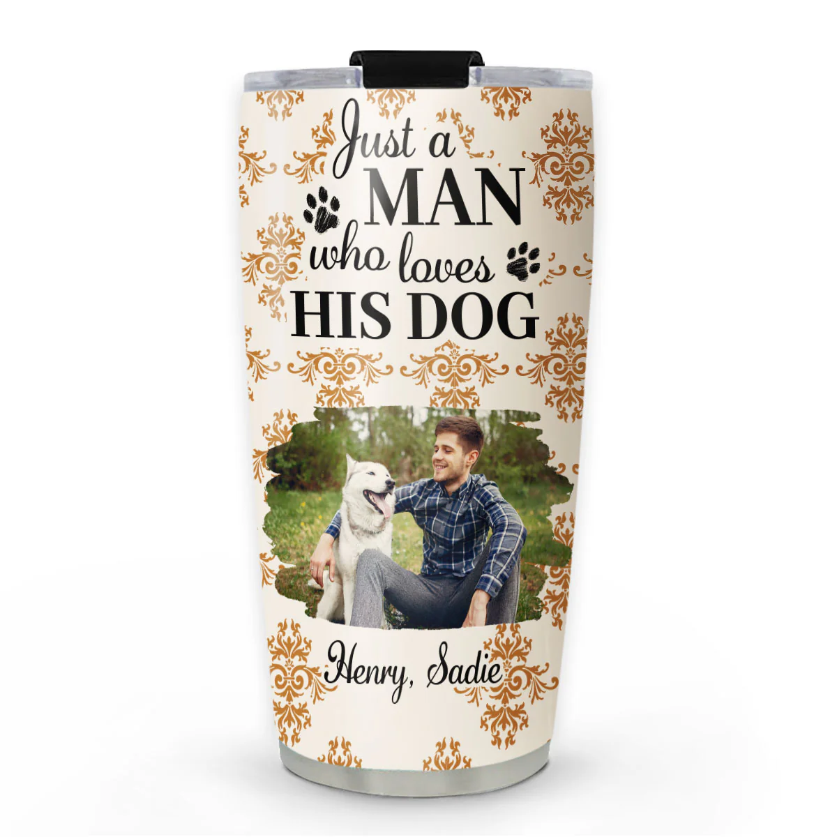 Pumskin Dog Autumn Ver Man Photo - Personalized Custom Tumbler