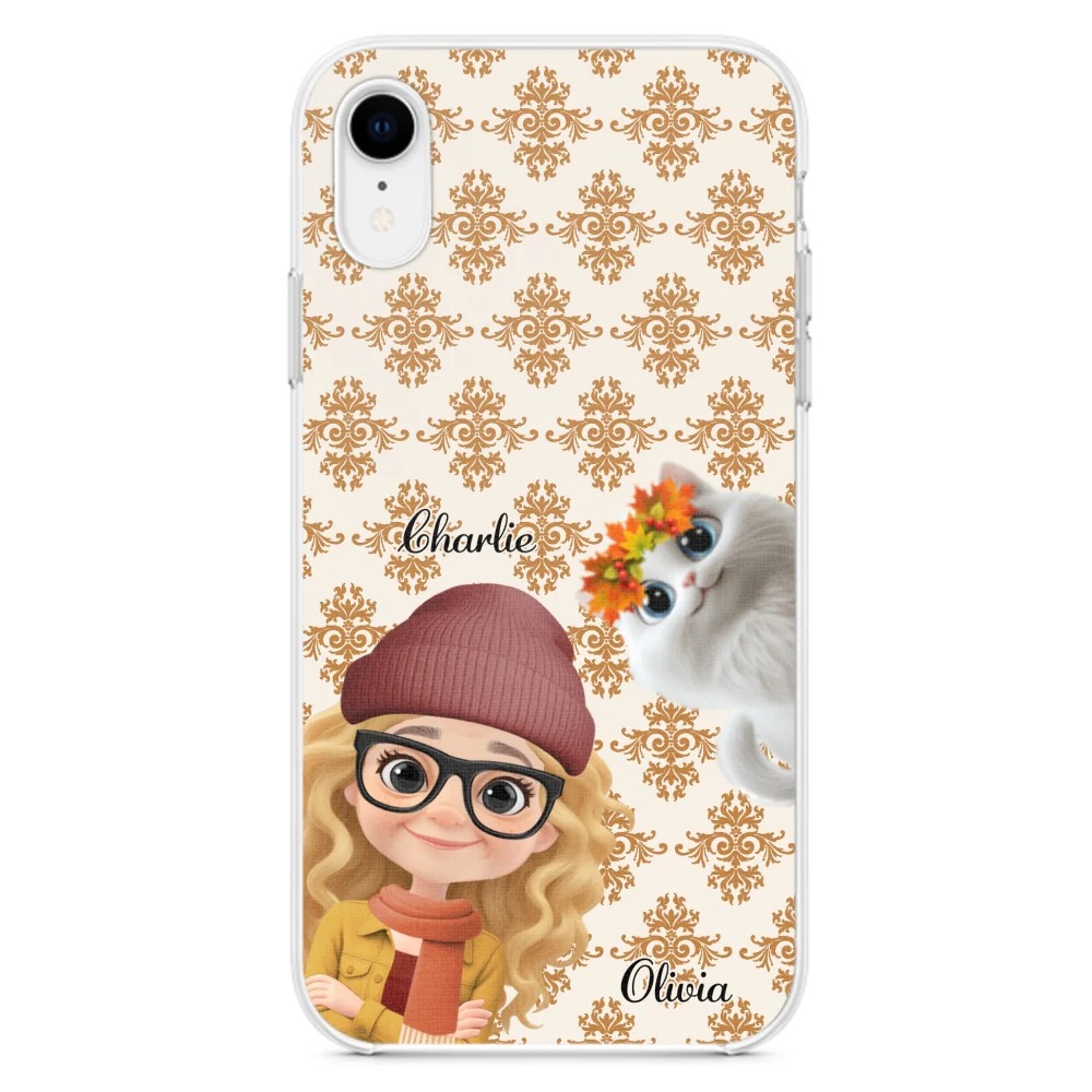 Pumskin Girl And Her Cat - Personalized Custom Phone Case - Image 22