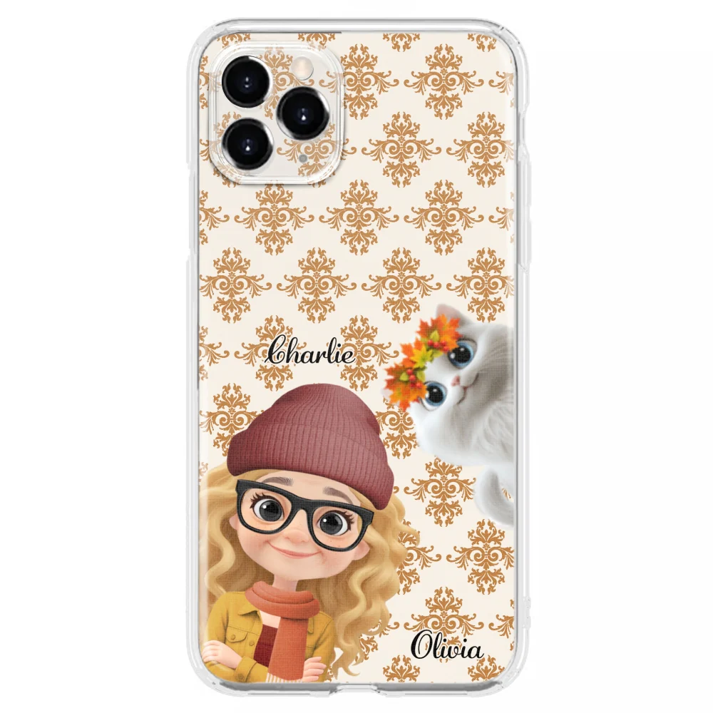 Pumskin Girl And Her Cat - Personalized Custom Phone Case - Image 9