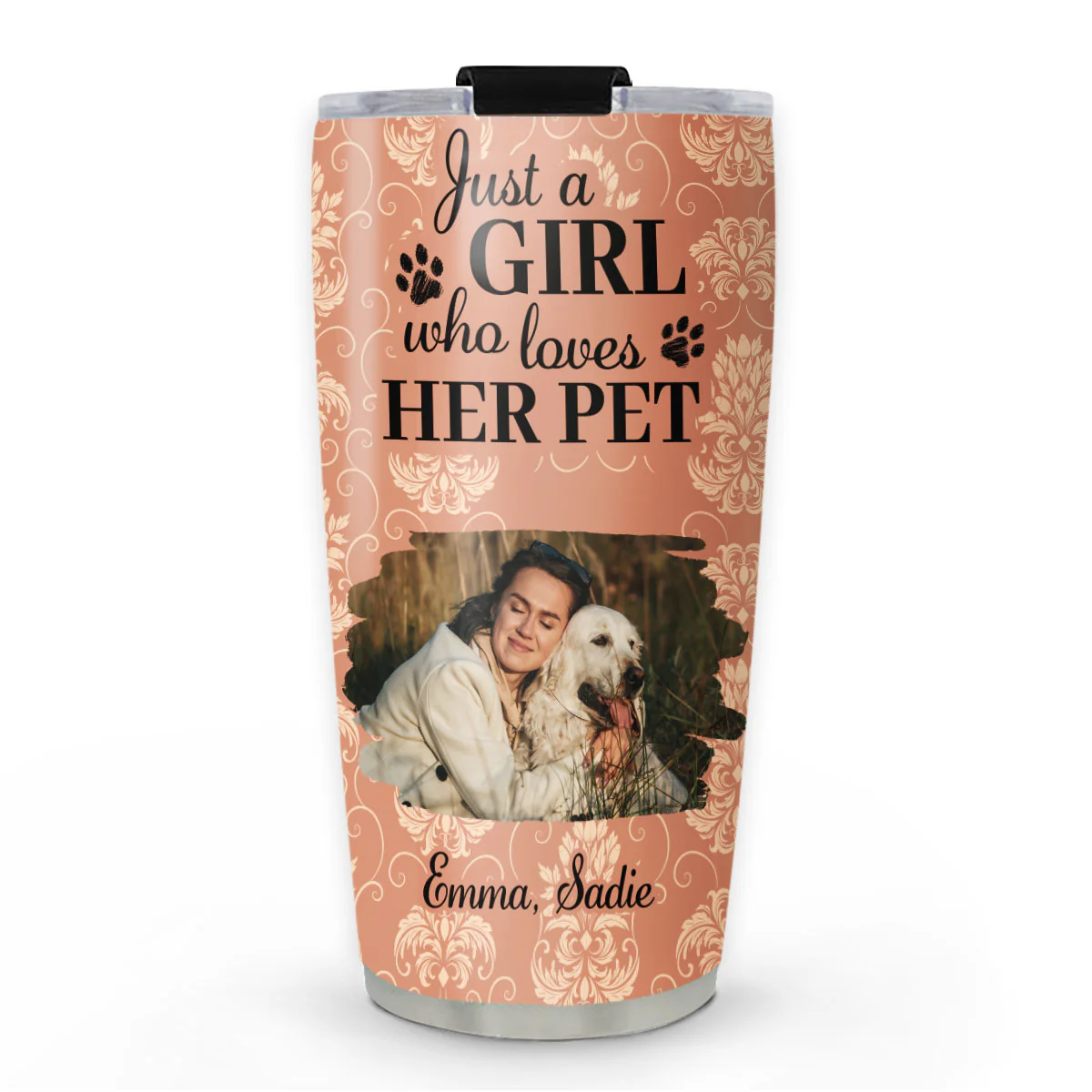 Pumskin Pet And Girl Photo - Personalized Custom Tumbler