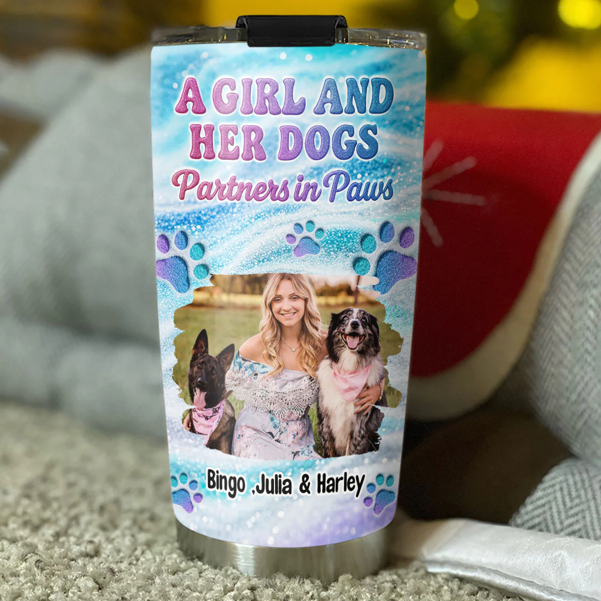 Purple Blue Photo - Personalized Custom Tumbler - Image 4