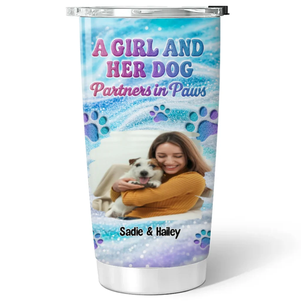 Purple Blue Photo - Personalized Custom Tumbler - Image 5