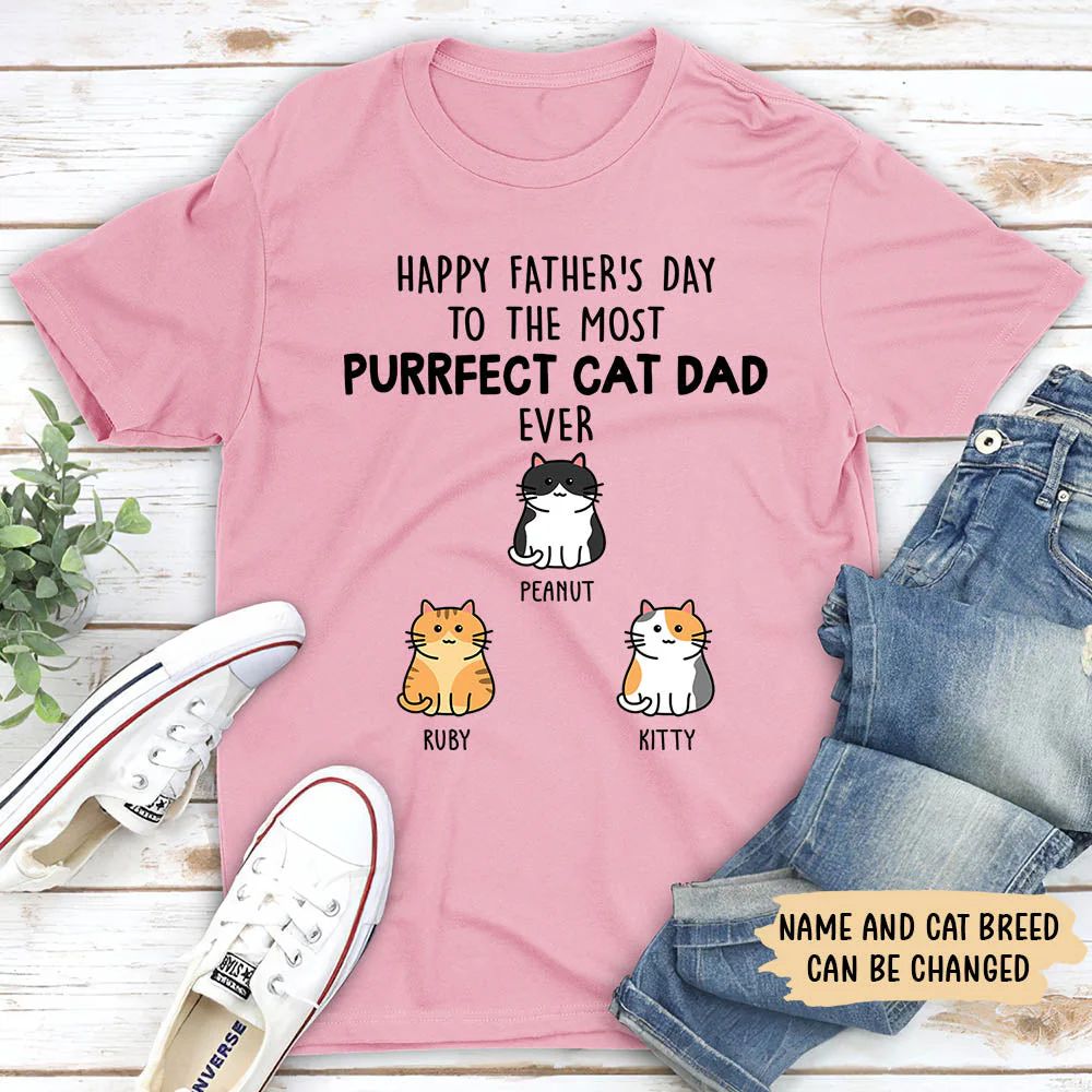 Purrfect Cat Dad - Personalized Custom Unisex T-shirt - Image 3