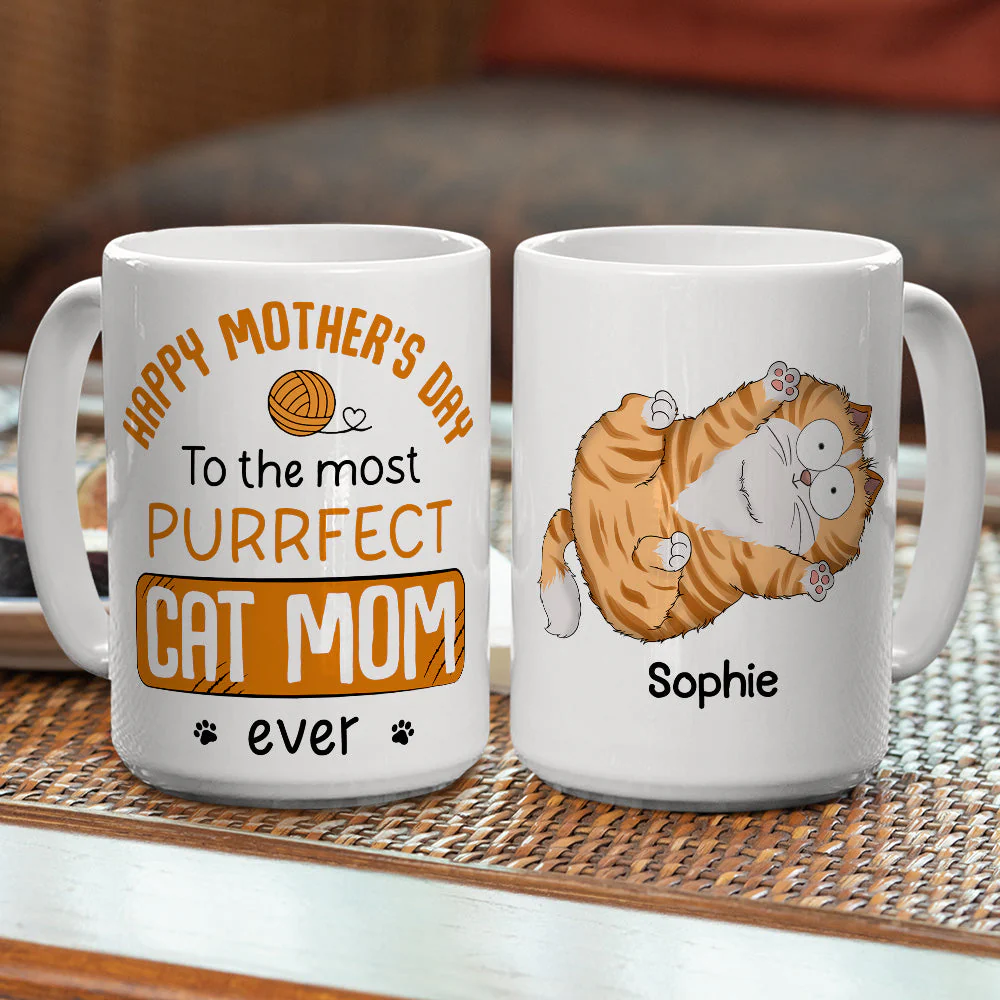 Purrfect Cat Mom - Personalized Custom Coffee Mug - Image 8