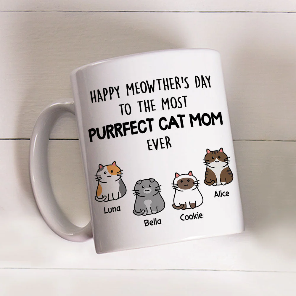 Purrfect Cat Mom - Personalized Custom Coffee Mug - Image 3
