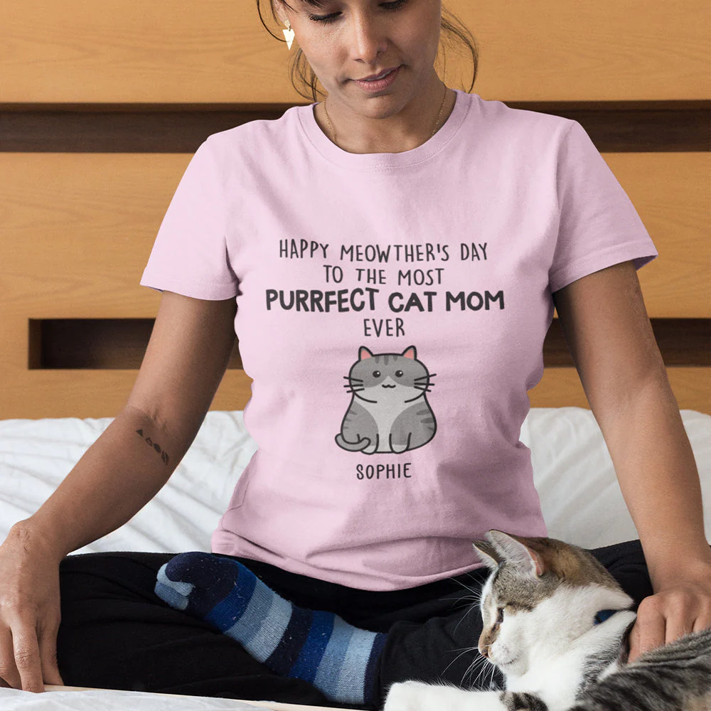 Purrfect Cat Mom - Personalized Custom Premium T-shirt - Image 4
