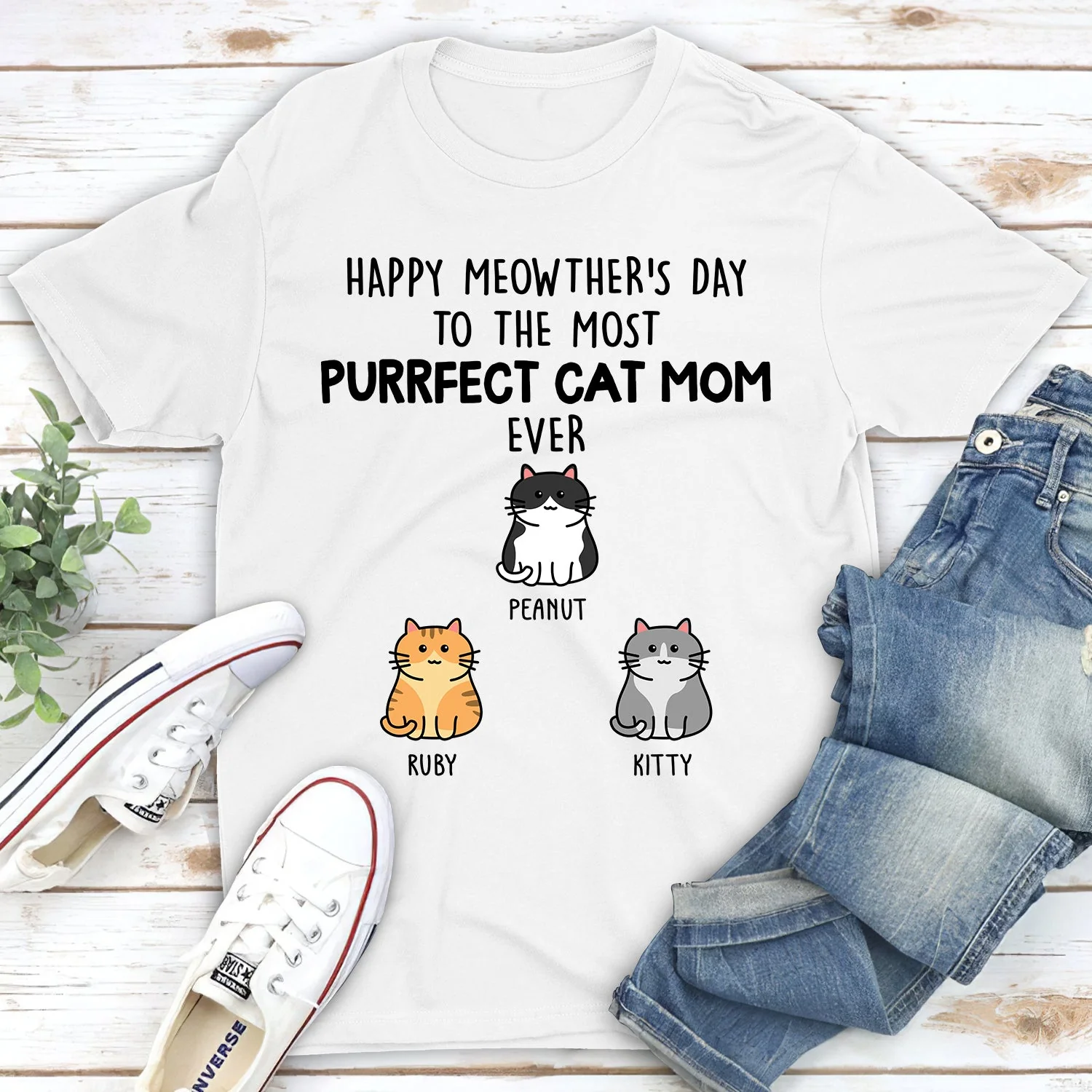 Purrfect Cat Mom - Personalized Custom Unisex T-shirt - Gifts For Cat Lovers - Image 3