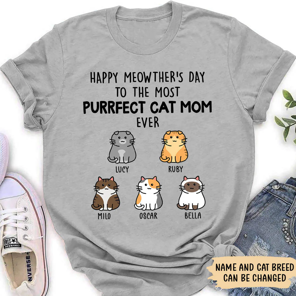 Purrfect Cat Mom - Personalized Custom Women's T-shirt - Gifts For Cat Lovers - Image 5
