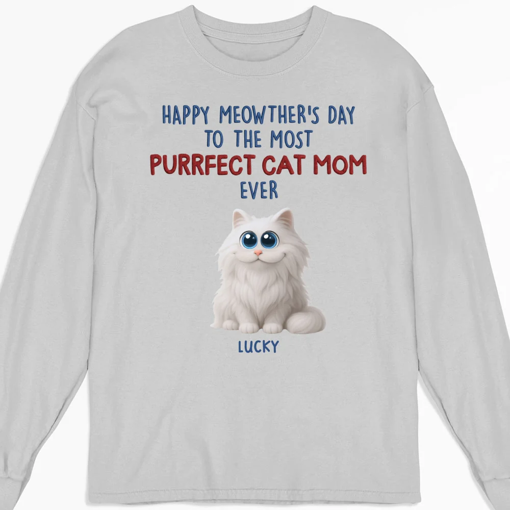 Purrfect Cat Mom Version 2 - Personalized Custom Long Sleeve T-shirt - Image 4