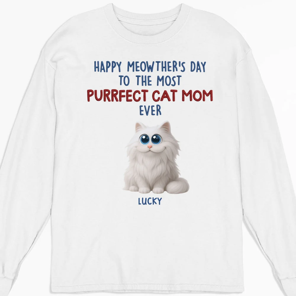 Purrfect Cat Mom Version 2 - Personalized Custom Long Sleeve T-shirt - Image 5