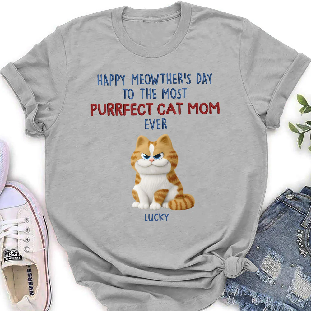 Purrfect Cat Mom Version 2 - Personalized Custom Women's T-shirt - Image 2